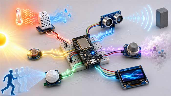 اینترنت سنسورهای پرکاربرد در پروژههای ESP32